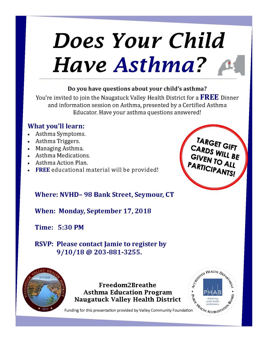 ASTHMA EDUCATION EVENT 9/17 - Naugatuck Valley Health District