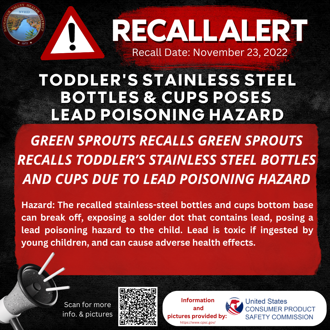 Recall Alert Lead Toddler's Bottles and Cups Naugatuck Valley